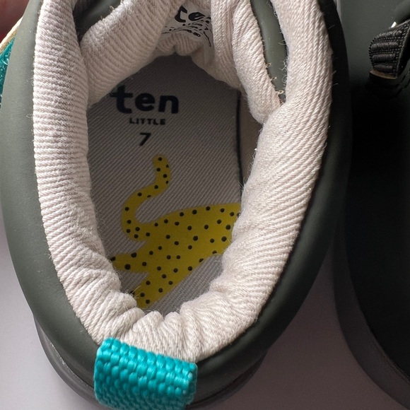Ten Little size 7 Toddler Kids High Top Sneakers in Green Velcro straps - Picture 5 of 8